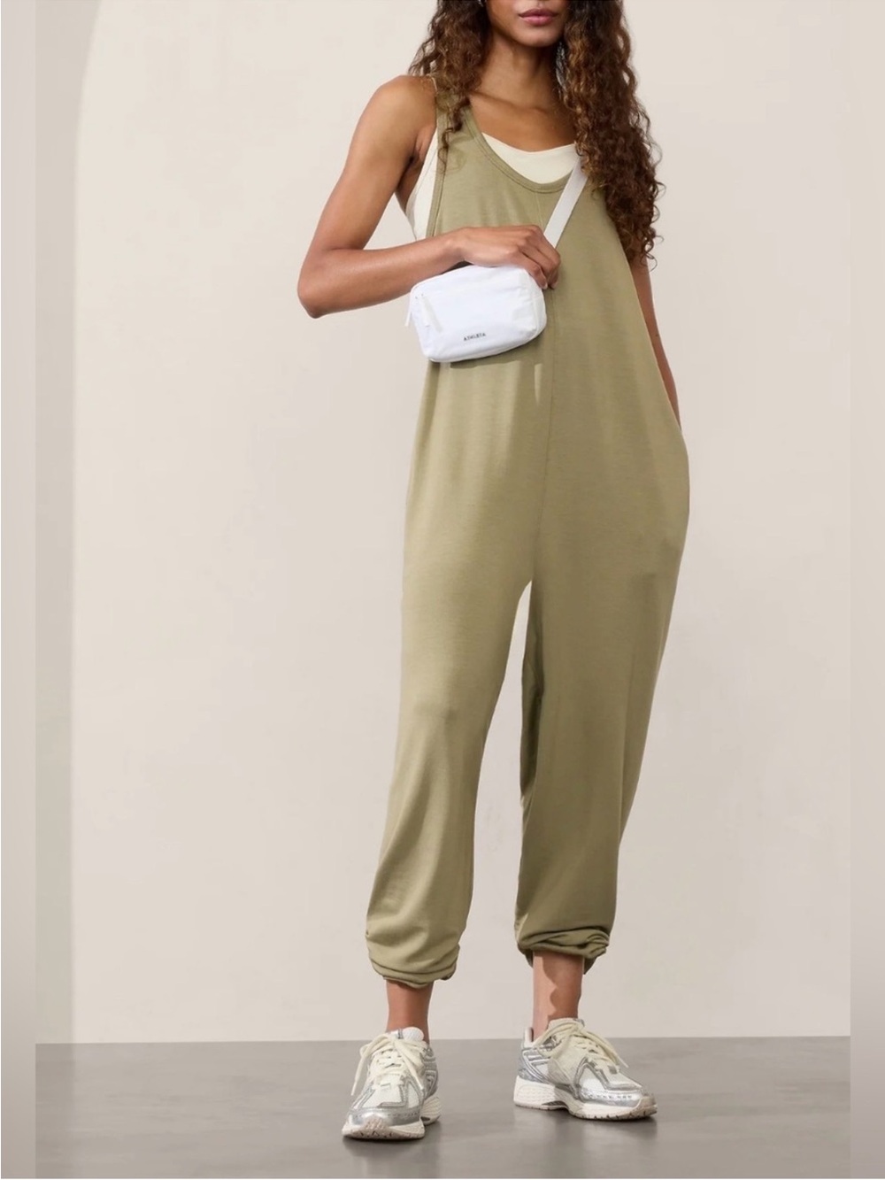 Athleta Olive Green Jumpsuit in Small Petite
